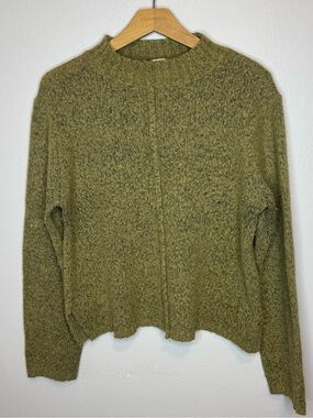 Vintage Alps Olive Heather Alpaca Wool Blend Exposed Seam Sweater